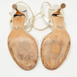 Pre Owned Prada Metallic Gold Leather and PVC Ankle Strap Sandals Size 37