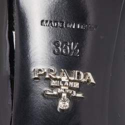 Pre Owned Prada Black Patent Leather Bow Pumps Size 36.5