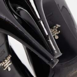 Pre Owned Prada Black Patent Leather Bow Pumps Size 36.5