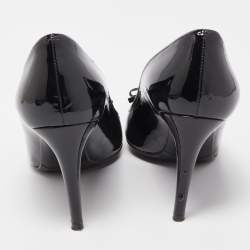 Pre Owned Prada Black Patent Leather Bow Pumps Size 36.5