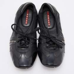 Pre Owned Prada Sport Black Patent Leather Lace-up Scrunch Flats Size 35