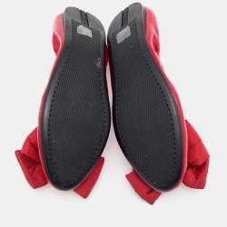 Pre Owned Prada Red Patent Leather Bow Scrunch Ballet Flats Size 40