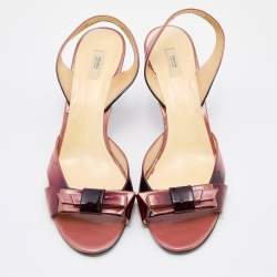 Prada Two Tone Patent Leather Bow Slingback Sandals Size 42
