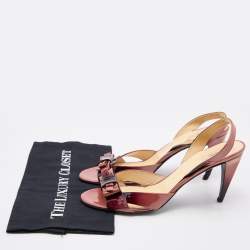 Prada Two Tone Patent Leather Bow Slingback Sandals Size 42