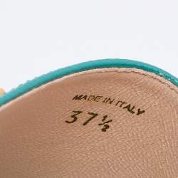 Prada Green Vernice Saffiano Leather Flat Slides Size 37.5