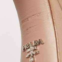 Pre Owned Prada Beige Patent Leather Ankle Strap Sandals Size 37.5