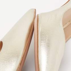Prada Gold Textured Leather Pointed Toe Pumps Size 40