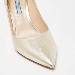 Prada Gold Textured Leather Pointed Toe Pumps Size 40