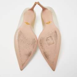 Prada Gold Textured Leather Pointed Toe Pumps Size 40