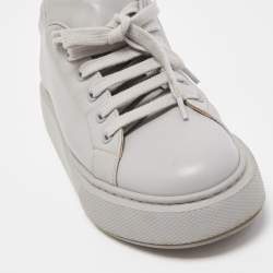 Pre Owned Prada Grey Leather Low Top Sneakers Size 38.5