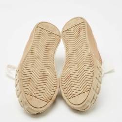 Prada Brown/White Canvas Low Top Sneakers Size 38