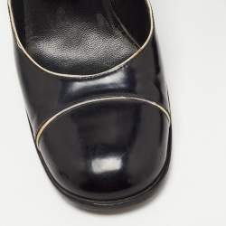Pre Owned Prada Black Leather Round Toe Pumps Size 38.5