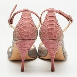 Prada Pink Python Leather Ankle Strap Sandals Size 38