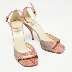 Prada Pink Python Leather Ankle Strap Sandals Size 38
