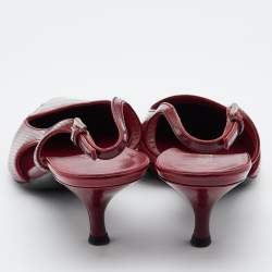 Prada Red Perforated Leather Pointed Toe Slingback Pumps Size 37.5