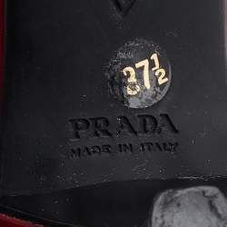 Prada Red Perforated Leather Pointed Toe Slingback Pumps Size 37.5