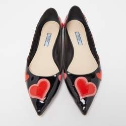 Pre Owned Prada Black Patent Leather Ballet Flats Size 39