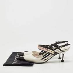 Prada Tricolor Leather and Rubber Slingback Pumps Size 39