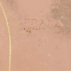 Pre Owned Prada Brown/Beige Python Crystal Embellished Flat Slides Size 37