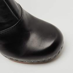 Prada Black Leather Calf Length Boots Size 38