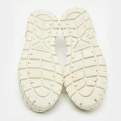 Pre Owned Prada White Sequins Double Wheel Platform Sneakers Size 38