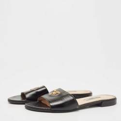 Prada Black Patent Leather Slide Flats Size 36  