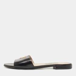 Prada Black Patent Leather Slide Flats Size 36  