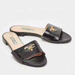 Prada Black Patent Leather Slide Flats Size 36  