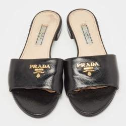 Prada Black Patent Leather Slide Flats Size 36  
