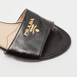 Prada Black Patent Leather Slide Flats Size 36  