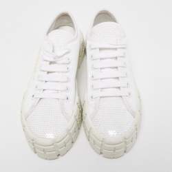 Pre Owned Prada White Sequins Low Top Sneakers Size 38