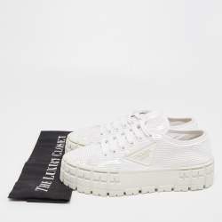 Pre Owned Prada White Sequins Low Top Sneakers Size 38