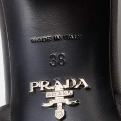 Pre Owned Prada Black Quilted Leather Logo Slide Sandals Size 38