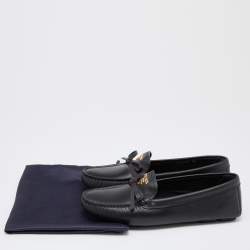 Pre Owned Prada Black Saffiano Leather Bow Detail Loafers Size 36