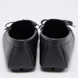 Pre Owned Prada Black Saffiano Leather Bow Detail Loafers Size 36