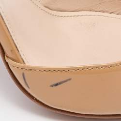 Pre Owned Prada Beige Patent Leather Pointed Toe Mules Size 37.5