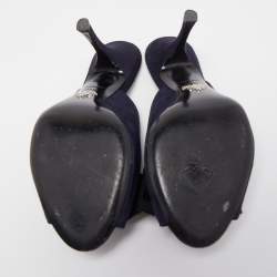 Prada Navy Blue Suede Bow Mules Size 39.5  