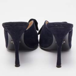 Prada Navy Blue Suede Bow Mules Size 39.5  
