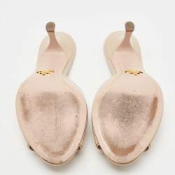 Prada Beige Patent Leather Slide Sandals Size 36