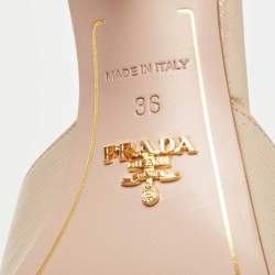 Prada Beige Patent Leather Slide Sandals Size 36