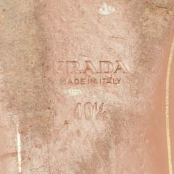 Pre Owned Prada Silver Leather Crystal Embellished Flat Slides Size 40.5