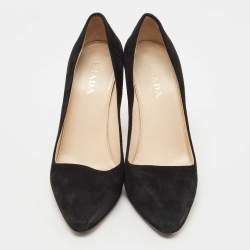 Prada Black Suede Pointed Toe Pumps Size 38.5