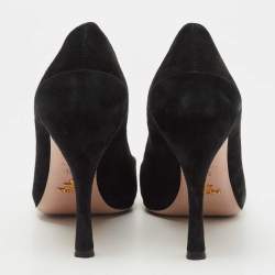 Prada Black Suede Pointed Toe Pumps Size 38.5