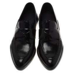 Pre Owned Prada Black Leather Platform Penny Loafers Size 39