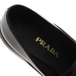 Pre Owned Prada Black Leather Platform Penny Loafers Size 39
