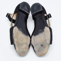 Pre Owned Prada Black Suede Crystal Embellished Flats Size 38.5