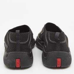 Prada Black Knit Fabric Technical Bike Slip On Sneakers Size 39.5