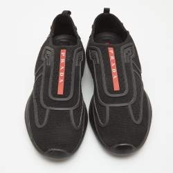 Prada Black Knit Fabric Technical Bike Slip On Sneakers Size 39.5