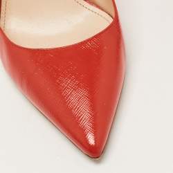 Prada Orange Saffiano Vernice Leather Pointed Toe Pumps Size 39