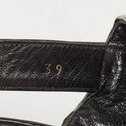 Pre Owned Prada Black Patent Leather Ankle Strap Block Heel Sandals Size 39